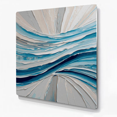 Art mural horizontal rayé bleu glacier