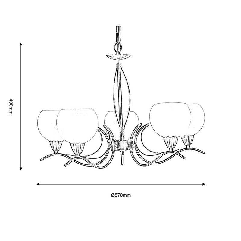 Tina 5 - Light Shaded Chandelier, Antique Brass