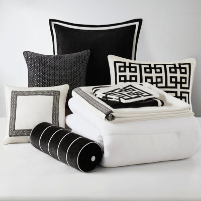 Luxury 9 Pcs King Bedding With Greek - Inspired Embroidery, Overfilled For Cozy Sleep And Matching Shams Size Comforter Meander All Season Warmth Easy Care