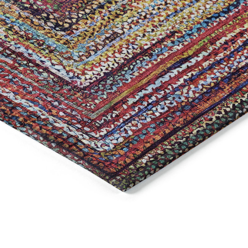 Machine Washable Indoor/Outdoor Xhevrie ACN1725 Paprika Rug, Rectangle 10' x 14'