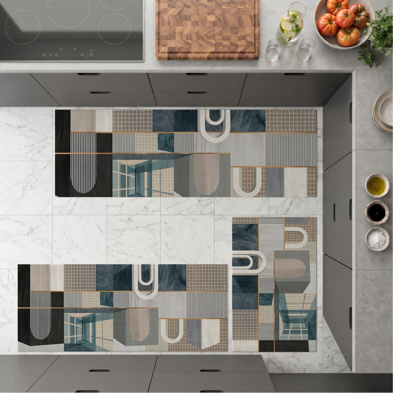 Tapis de cuisine géométriques antidérapants lavables
