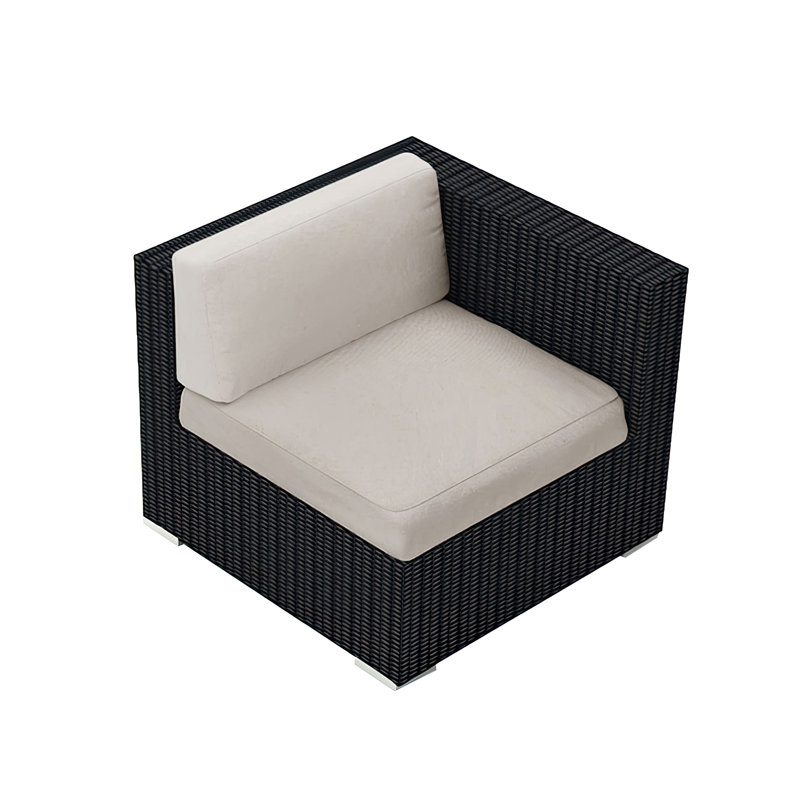 Chaise de patio avec coussin Suffern, Argent coulé Sunbrella®, Fève de café