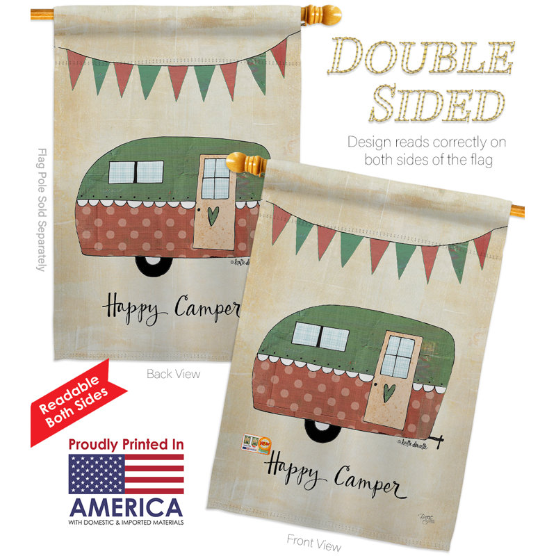 Happy Camper Multi-Color Polyester Vertical House Flag 28" x 40"