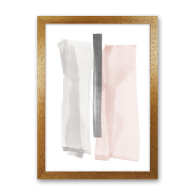 Grey And Pink Brushstrokes II - Print