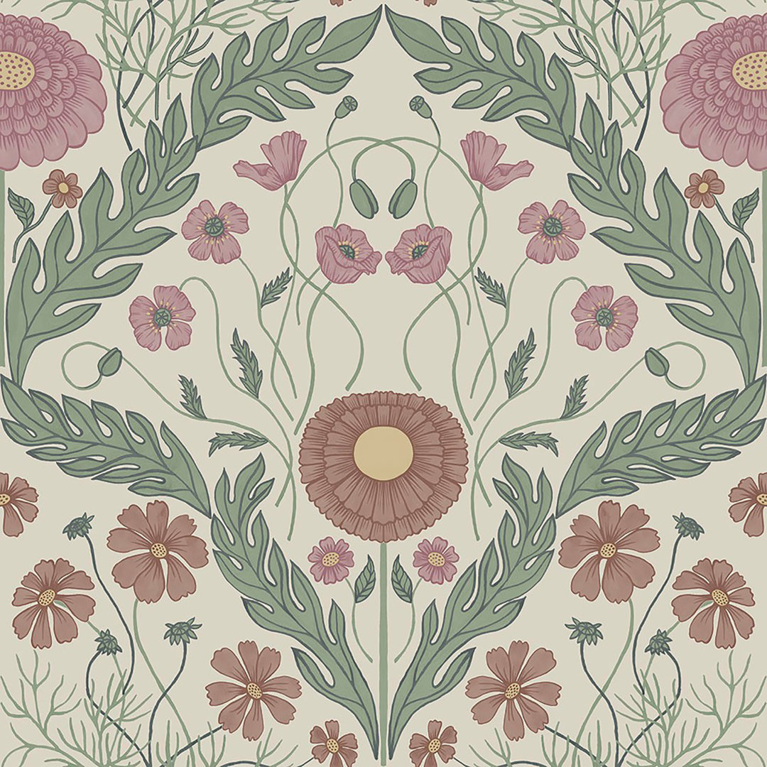 Marguerite Damask 33" L x 20.5" W Wallpaper Roll Bungalow Rose 