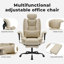Chaise de bureau ergonomique en cuir Pu avec support lombaire et dossier haut, chaise ergonomique avec appui-tête relevable, beige-1906531178