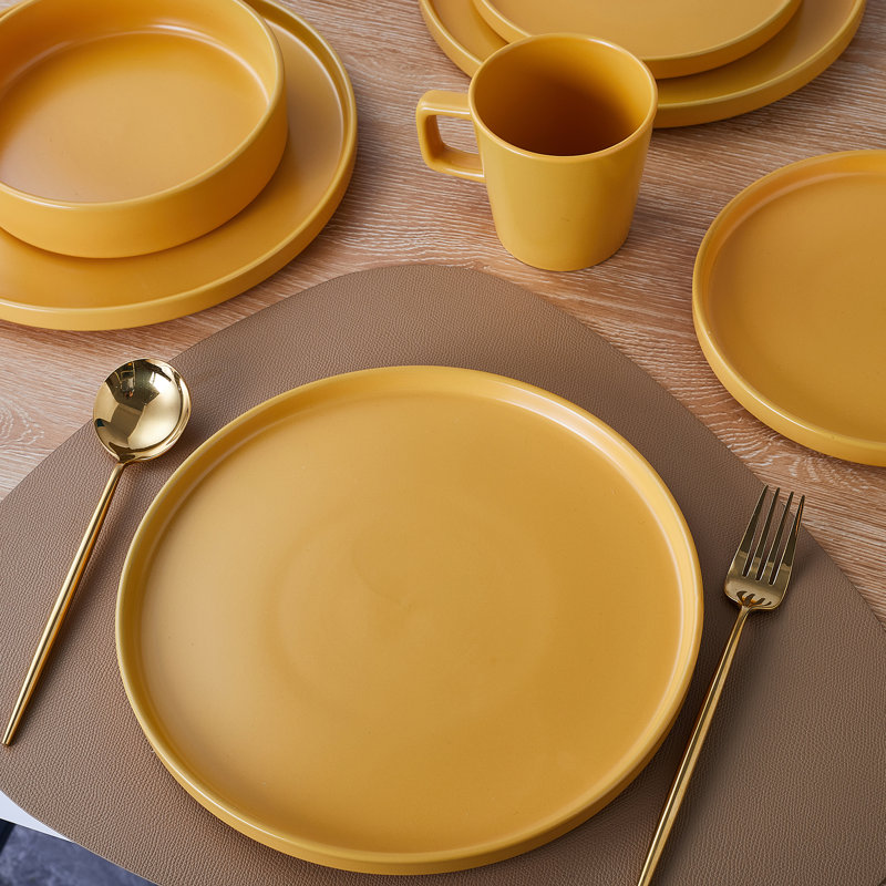 Stone Lain Cleo 16-Piece Dinnerware Set Stoneware, Yellow