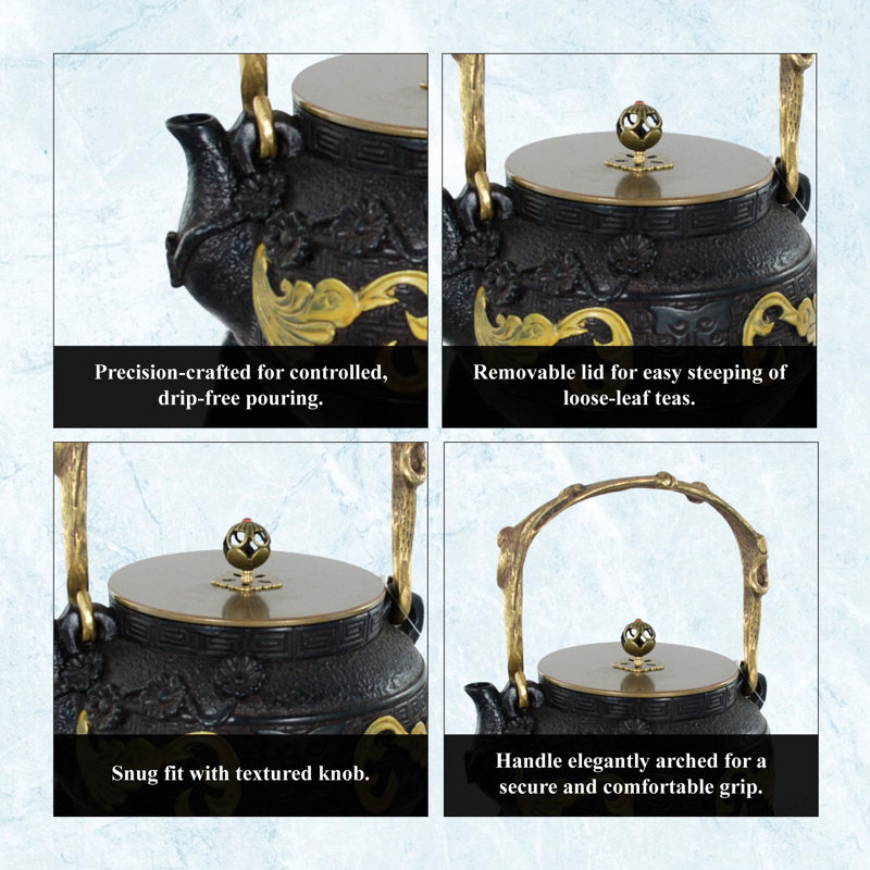 Buckingham Cast Iron Japanese Teapot Star Trivet & Lid Lifter Gift Box