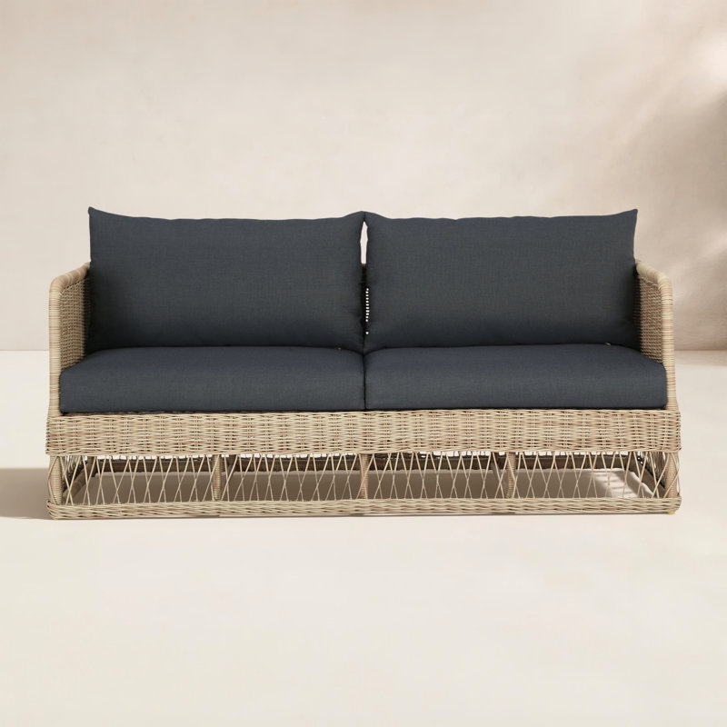 Margot Natural Outdoor Patio Sofa, Brown, Canvas Charcoal
