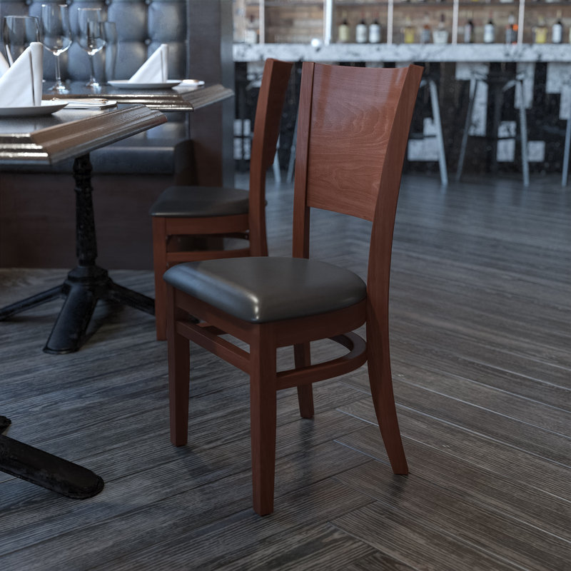 Kadircan Solid Back Wooden Restaurant Chair, Walnut/Black