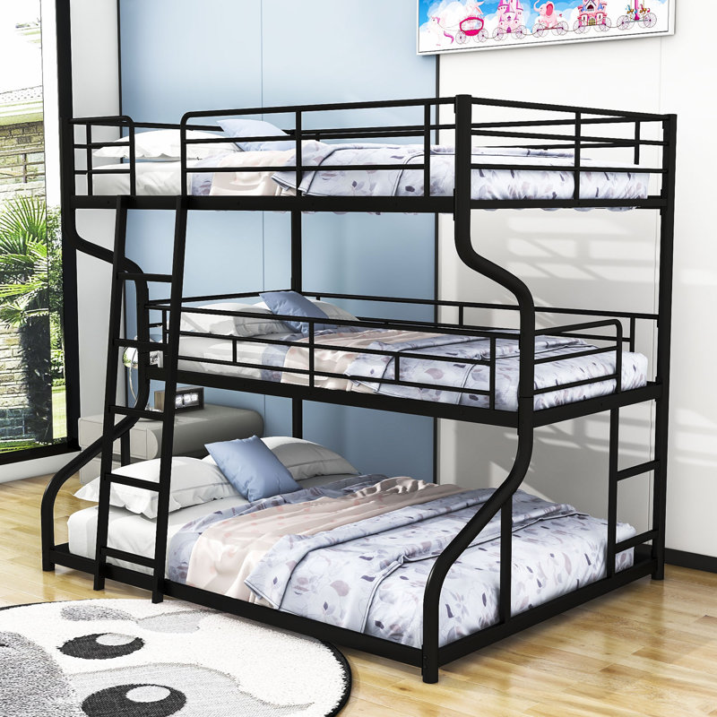 Heiko Kids Full XL Over Twin XL Over Queen Bunk Bed, Black