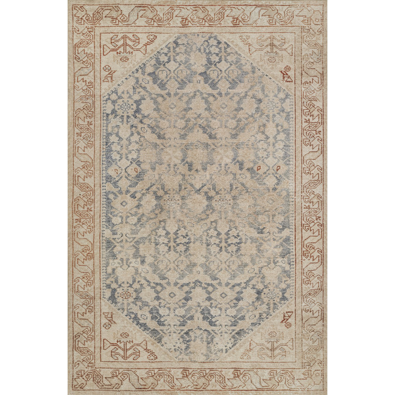 Bungalow Rose Campisi Traditional Oriental Polyester Blue Area Rug, Rectangle 7'6" x 9'6"