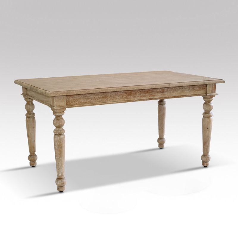 Barcenas 60" Solid Wood Dining Table, Rustic Mango Gray Wash