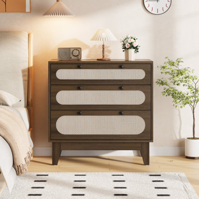Commode 3 tiroirs pour chambre à coucher, large commode moderne