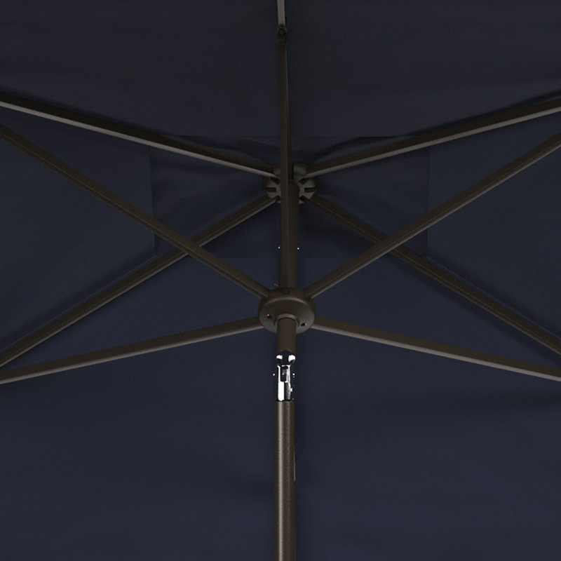 Parasol de marché rectangulaire 118,1 po Teo, Bleu marine/blanc, Brun