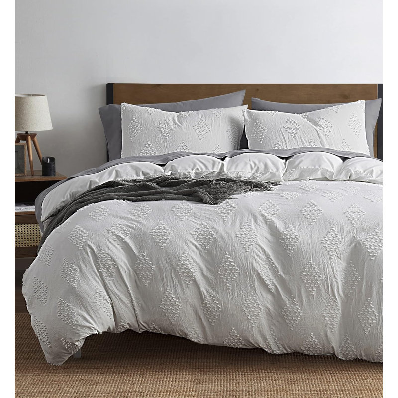 Soft All-Season Duvet Cover Set with Comforter Insert and Shams, Twin, White