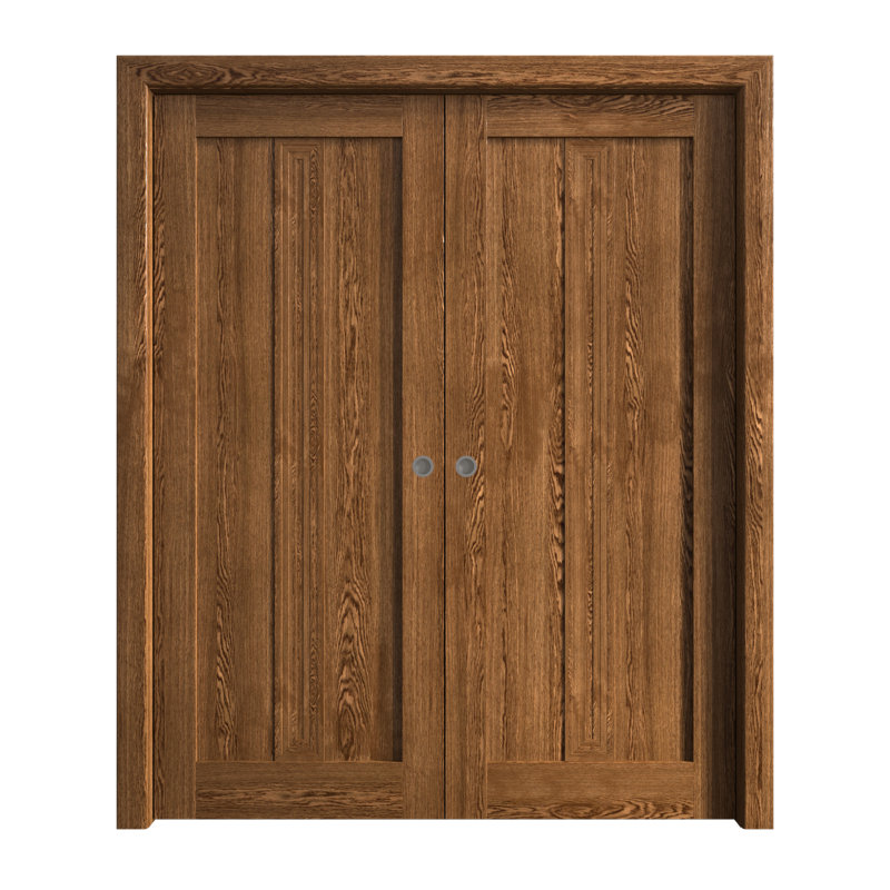 Portes coulissantes françaises à double poche | Ego 5006 | Ensemble de quincaillerie de rail | Portes intérieures modernes en bois massif pour chambre à coucher