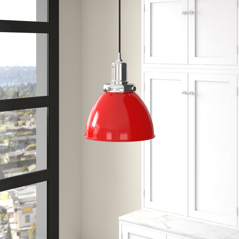 Luminaire suspendu en forme de dôme à 1 lumière Madison, Nickel poli