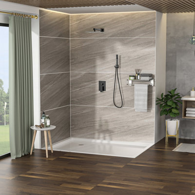 Pomme de douche double 12 po, noir mat, ensemble mural carré noir avec pomme de douche