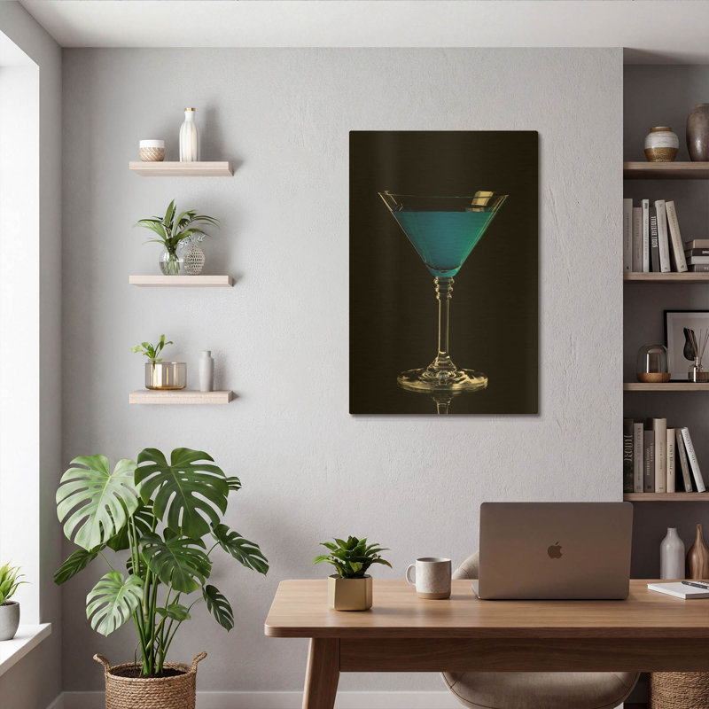 Tableau mural en métal doré « Blue Curacao » de luxe, 61 x 91 cm, 24"x36"