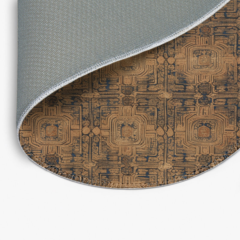 ArtDeco Brown Indoor and Outdoor Area Rug, Round 5'