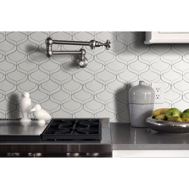 Mythos™ 11" x 12" Ceramic Arabesque Mosaic Tile