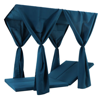 Blue Daybed Cushion & Curtains, Waterproof Material, 79.63 In. Depth, 50.73 Width, 2.8 High Curtains In Fabric, 79.63" X 50.73" 2.8", 17.39 Lbs, 48.75" 27.25" 11.5" Shipping Box, 30.95 Lbs