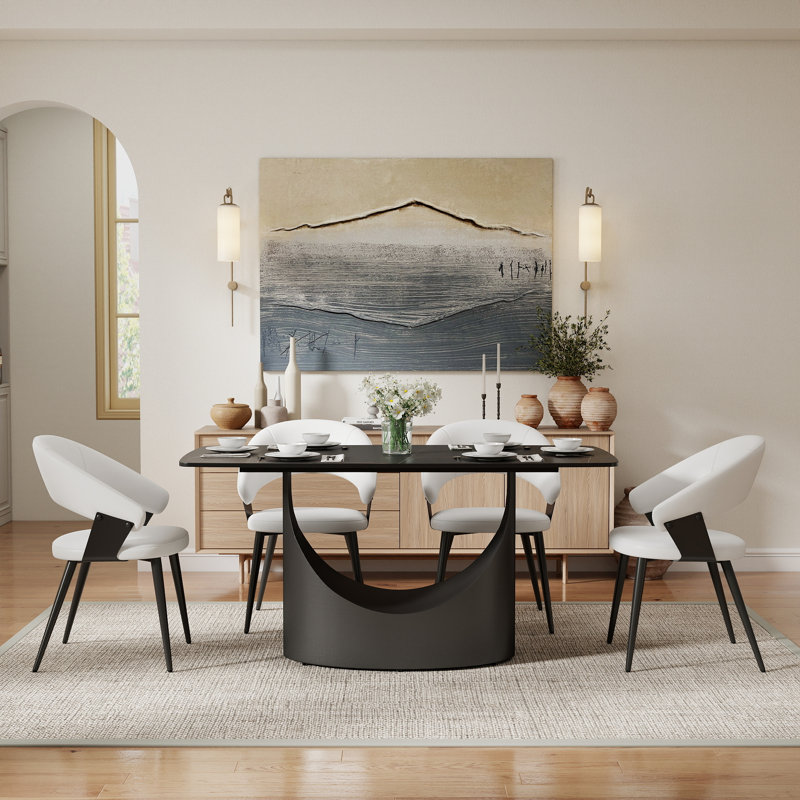 Table de salle à manger Aliyas, H 29,53 po x L 63 po x l 31,5 po, Noir, Noir