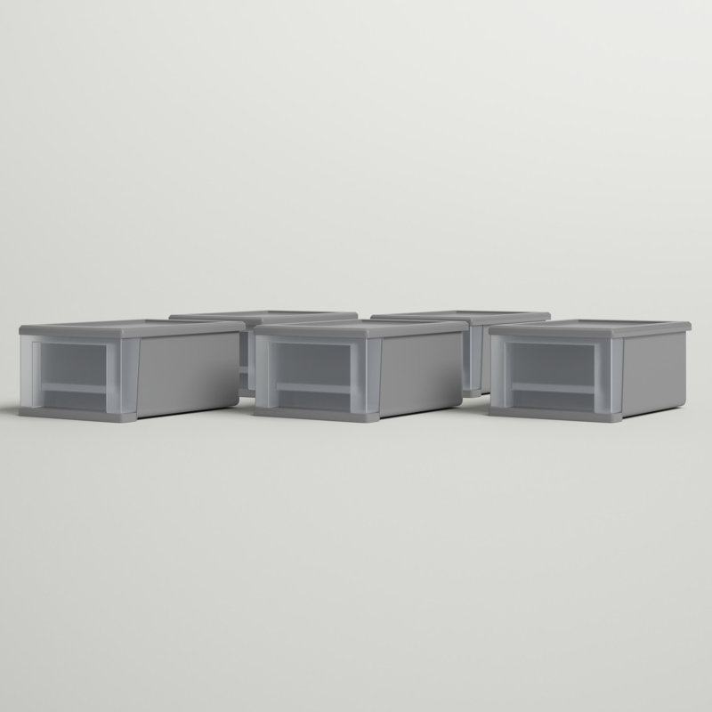 Wayfair Basics® Alina Stackable Storage Bin W/ Drawer, Grey, 5