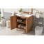 Meuble-lavabo traditionnel de 29,9 po avec lavabo en céramique, pieds en bois, tablette ajustable en U en panneau de fibres à densité moyenne, portes à fermeture en douceur et rangement compact