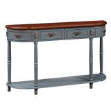 Retro Curved Wood Console Table, Half Moon Table With Open Shelf And 2 Drawers