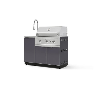 Ensemble d'armoires d'extérieur 3 pièces en aluminium gris ardoise pour l'extérieur