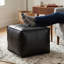 Brody 18"W Upholstered Vegan Faux Leather Square Pouf-1625655912