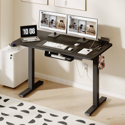 Mancheer Adjustable Height Steel Standing Desk with Built-In Electrical Outlet