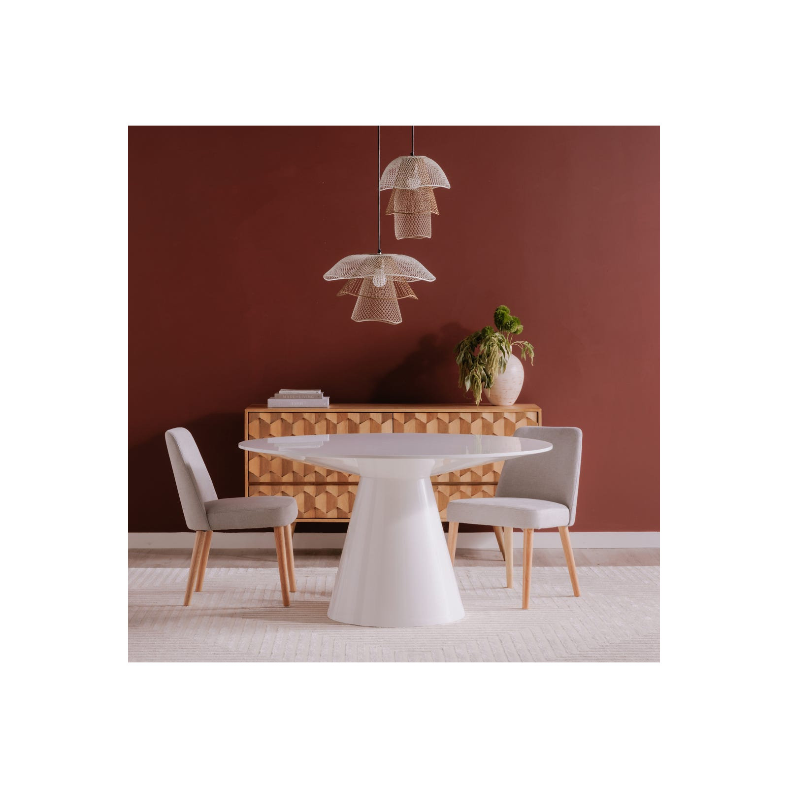Royale Round Pedestal Dining Table , White, 29.5" H x 54" W x 54" L