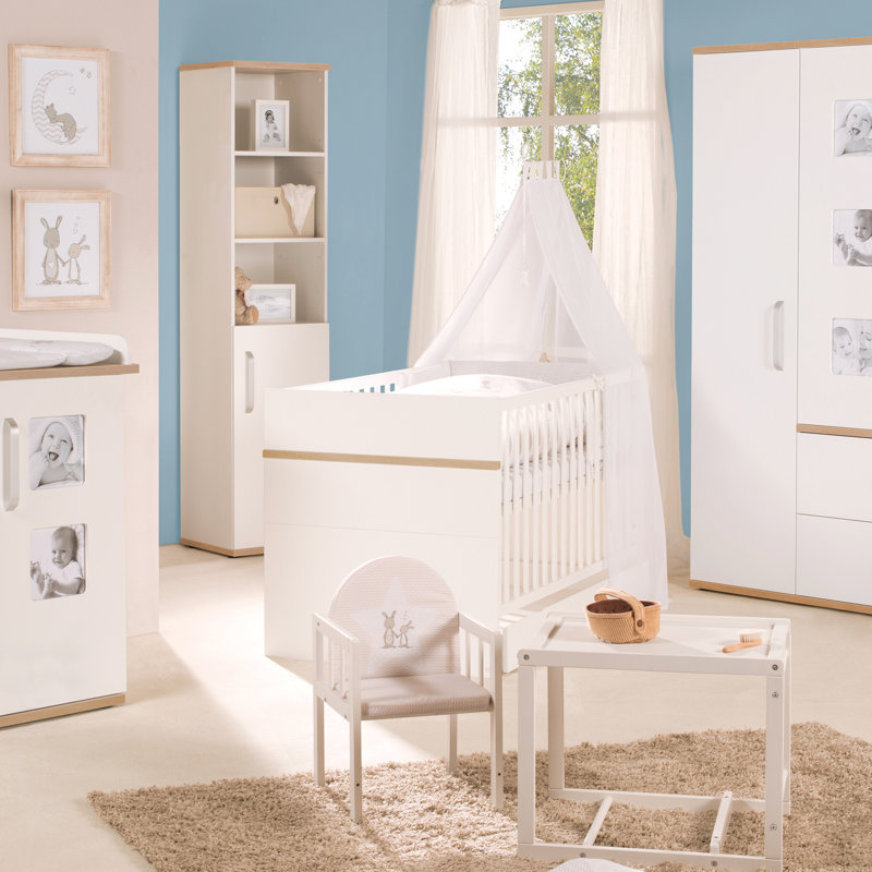 Pia Cot Bed 3-Piece Nursery Furniture Set, Wide (H 102cm x W 117cm x D 78cm)