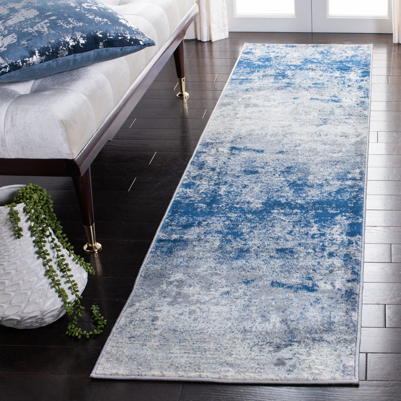 Port Morris Navy Area Rug, Runner 2' x 6'