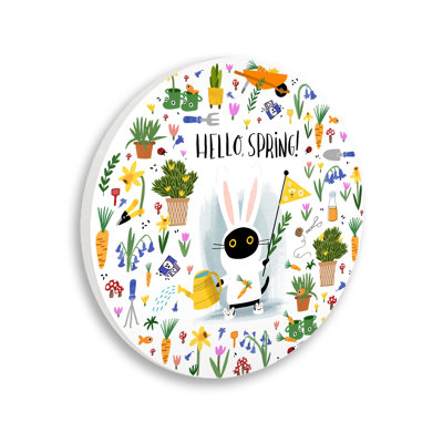 Plaque murale Hello Hello, chat noir, par Leeza Hernandez