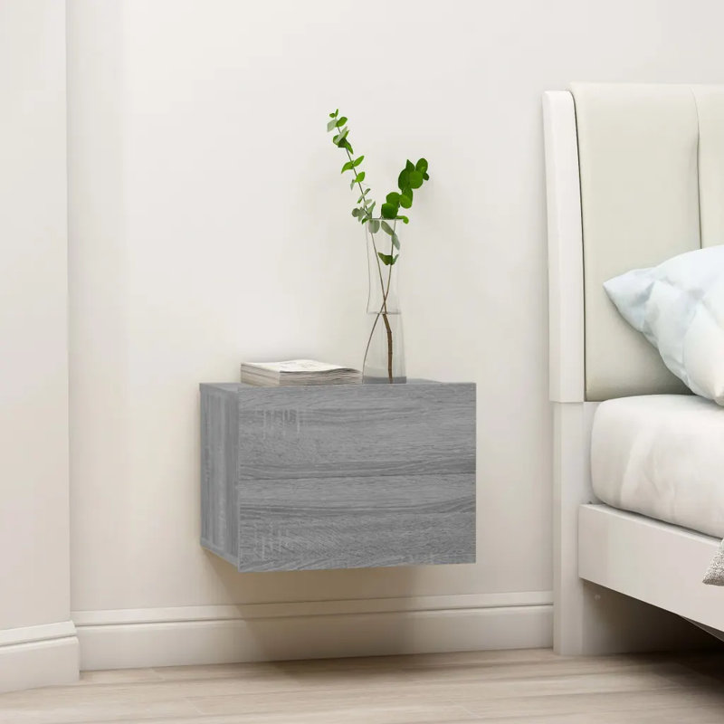 Aumiller 40cm W Manufactured Wood Bedside Table, 2, Grey Sonoma