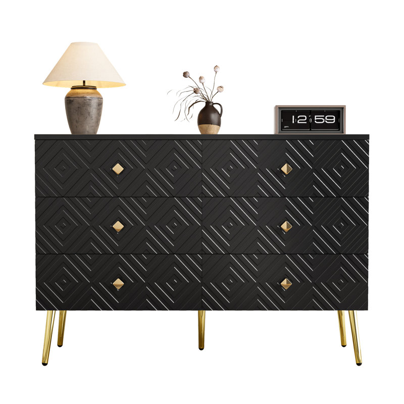6 - Drawer Rectangle Accent Chest, Black