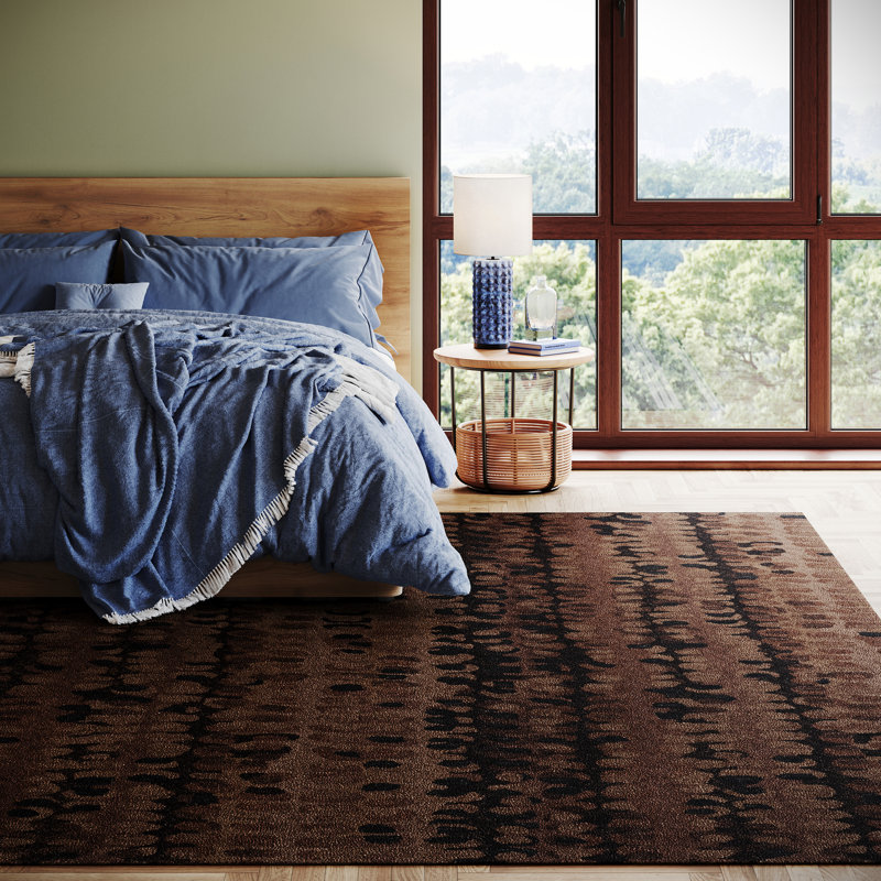 Paint Chip Hand Micro Hooked Wool Rug, Brown, Rectangle 2' x 3'