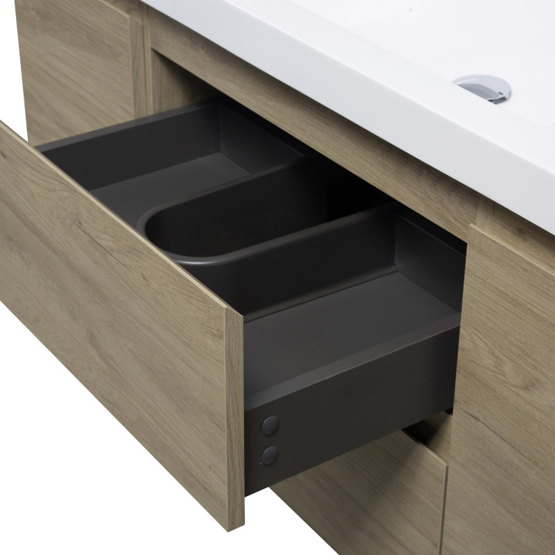 Meuble-lavabo flottant moderne de 48 pouces, Chêne