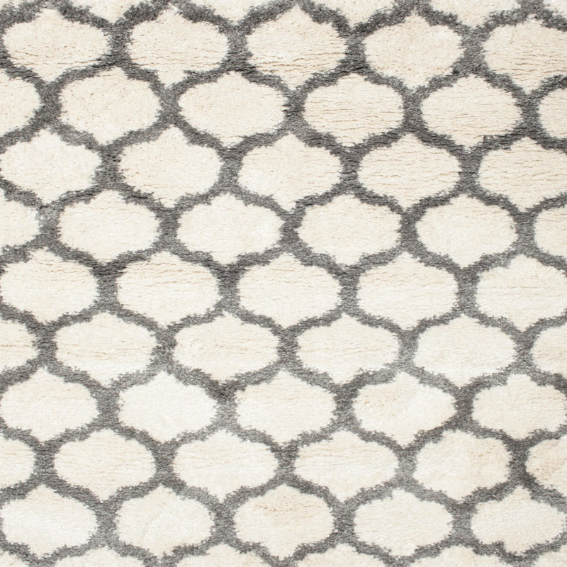 Tapis contemporain coquillage / gris, Carré 5 pi