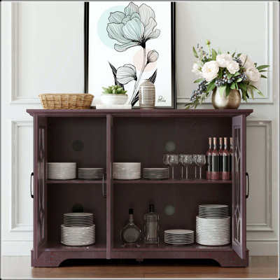 3-Door Glass Sideboard with Adjustable Shelves