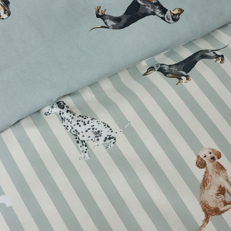 Dog Stripe Reversible Duvet Cover Set, Double Bed (200 x 200 cm)