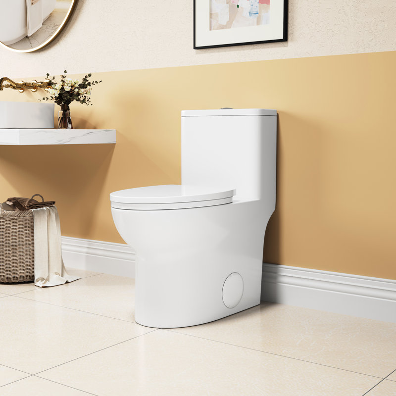 Floor Mounted Ceramic Toilet, 1.1/1.6 , Elongated Comfort Height, White, Soft Close Seat, & Approved One Mounted, Ceramic,