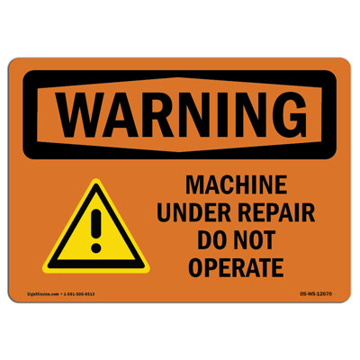 Panneau d'avertissement Osha - La machine en réparation ne fonctionne pas