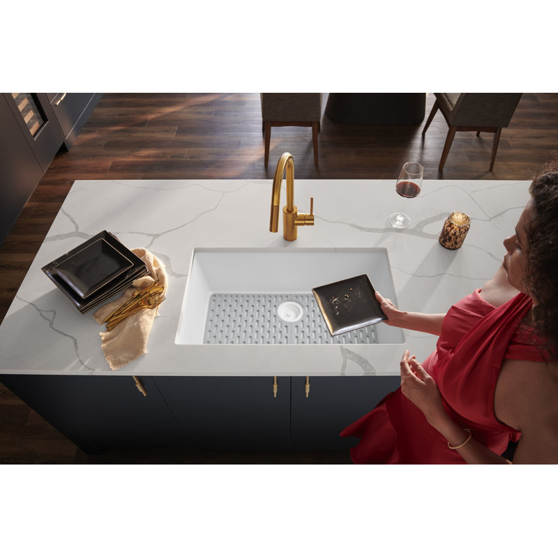 Ruvati 27 x 18 inch Granite Composite Quartz Undermount Single Bowl Kitchen Sink - Arctic White Matte -, Arctic White