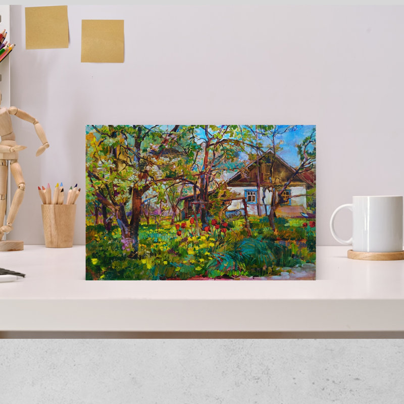 Art mural arbre en fleurs abstrait, H 12 po x l 18 po