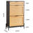 Rattan Shoe Cabinet, Narrow Shoe Storage Organizer With 2 Flip Rattan Drawers & 1 Slide Drawer, Metal Legs, Slim Shoe Entryway Cabinet Ideal For Entryway, Closet, Hallway, Black